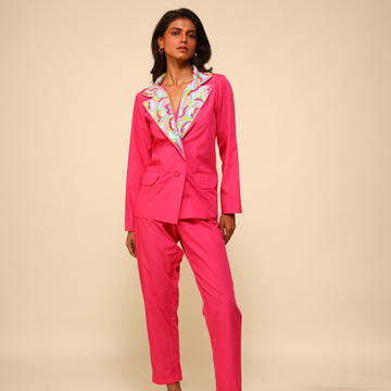 Pink Wave Blazer Set