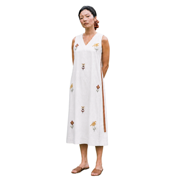 Pixel White Midi Dress