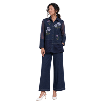 Cross-flower Blue Grid Co-Ord Set