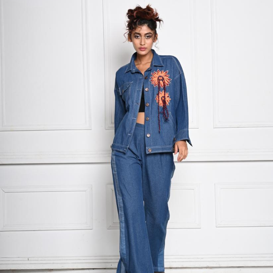 Flower Denim Jacket - View 1