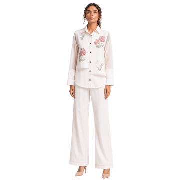 Cross-flower White Grid Co-ord Set