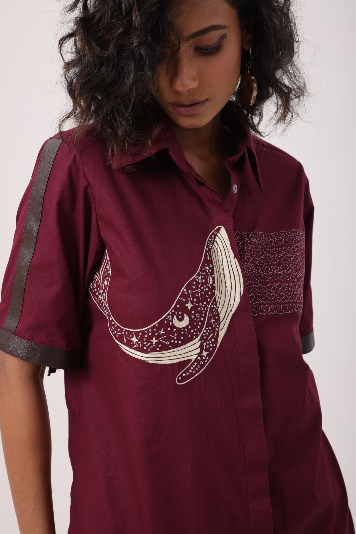Whale Co-Ord Set in Wine - View 3