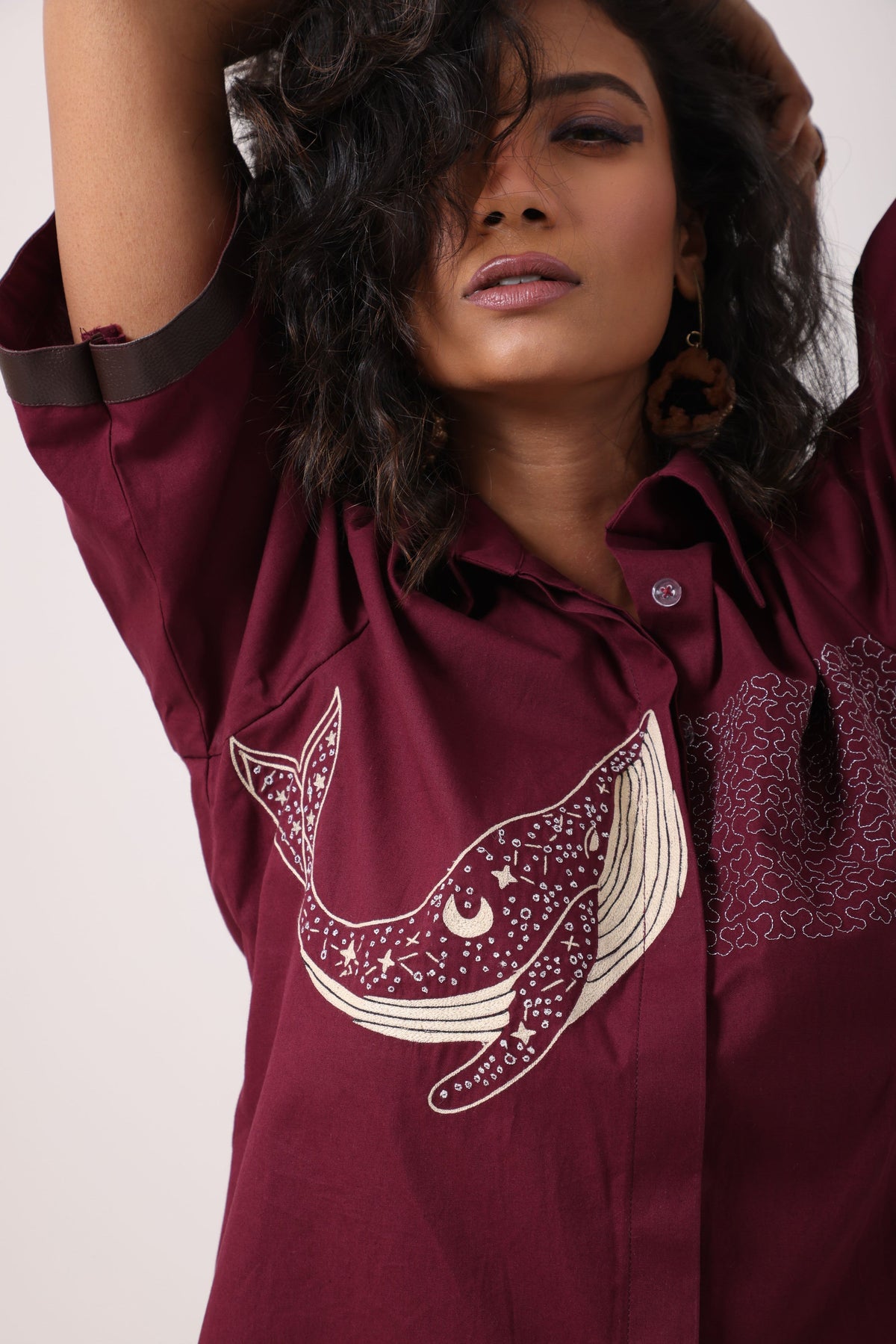 Whale Co-Ord Set in Wine - View 4