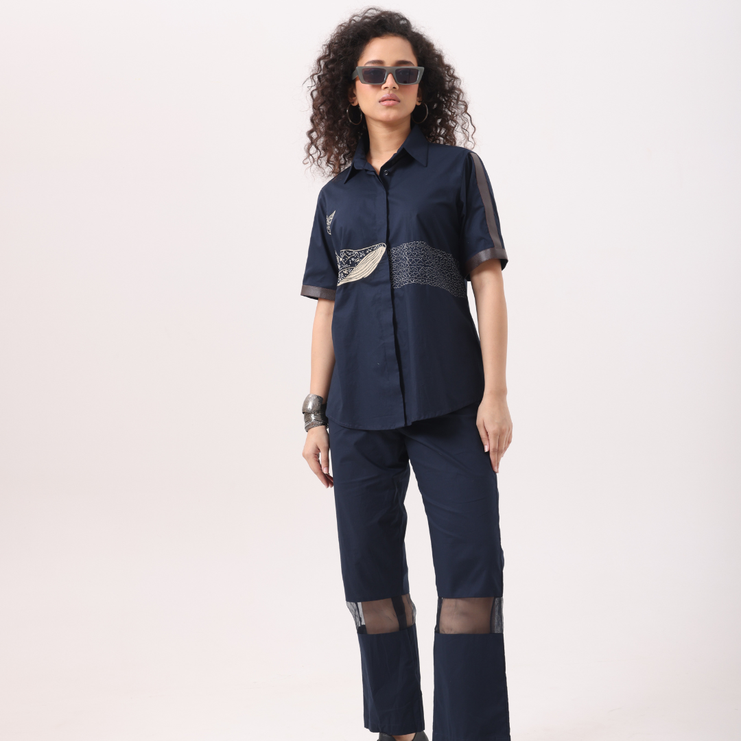 Whale Co-Ord Set in Navy - View 1