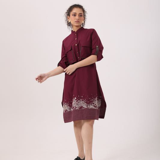 Landscape Dress in Wine