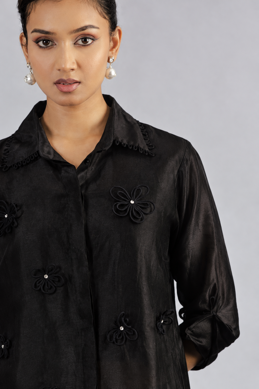Black Cord Flower Co-Ord Set - View 7
